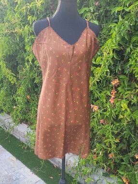 Y2K Retro 90s Satin Cherry Mini Slip Dress With Lace Detail L